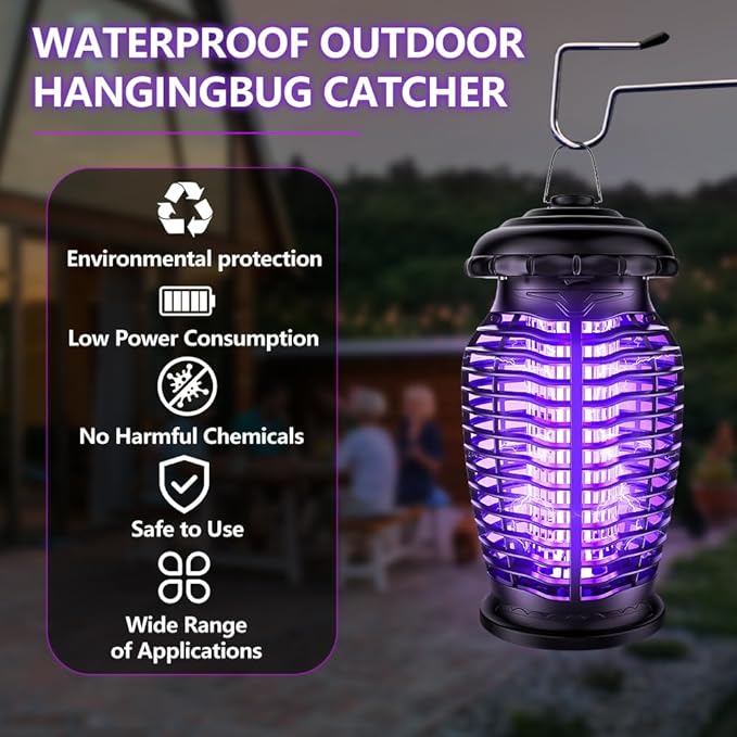 Bug Zapper Indoor & Outdoor, 4200V Mosquito Zapper, 15W Fly Zapper, Mosquito Killer, Fly Traps, Flying Insects Zapper Indoor Outdoor