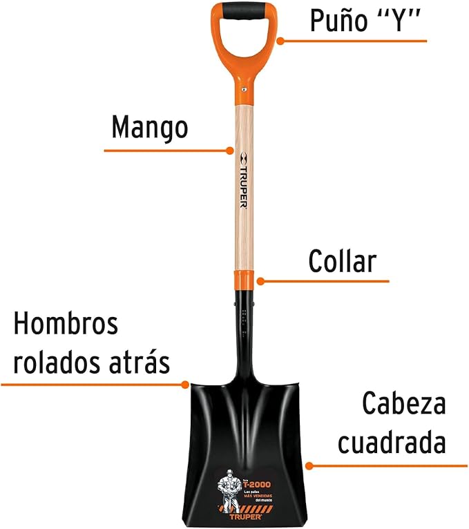 TRUPER PCY-P D-Handle Square Point Shovels T-2000 40 3/4" (104Cm)