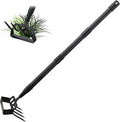 INFLATION Heavy Duty Metal Gardening Weed Puller Tool 4 Tines Prong 2-in-1 Herb Stripper Yard Rake for Women Kids Men Garden Grandpas Weeder 32-62 inch Long Adjustable Handle