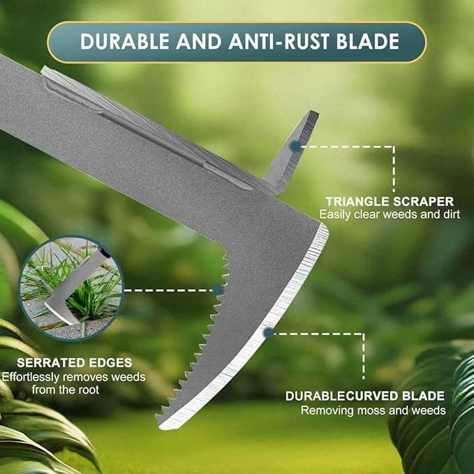 Crack Weeder, Stainless Steel Manual Crevice Weeding Tool,13" Weed Grabber Remover, L-Shaped Manual Weeder Puller, Durable Crevice Weeding Tool for Sidewalk Garden Patio Lawn