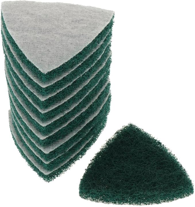10Pcs Triangle Nylon Fiber Cleaning Pads for Scouring, Heavy Duty Reusable Non-Scratch Scrubbers for Kitchen, Stovetop, Dish Cleaning- 240 Coarse