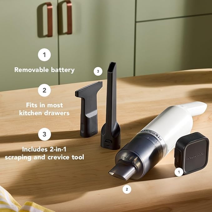 KitchenAid Go™ Cordless Kitchen Vacuum - Battery Included, KKVR121, Porcelain White