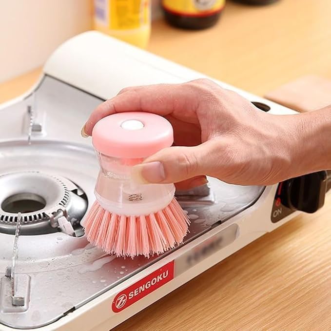 2Pcs Pink Dish Brush with Soap Dispenser,Soap Dispensing Brush, Kitchen Brush,Dish Pot Pan Sink Cleaning, Dish Brush Washing Utensils,Washing Up Liquid Soap Dispenser,Soap Dispensing Dish Brush