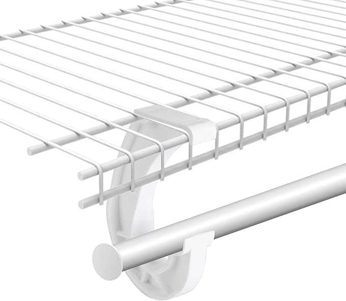 moonoom 4Pcs Hanging Closet Rod Support,3/4 Closet Shelf Rod Holder,Sturdy J-Shaped Closet Brackets for Hanging Clothes,Cabinets Storage and Curtain