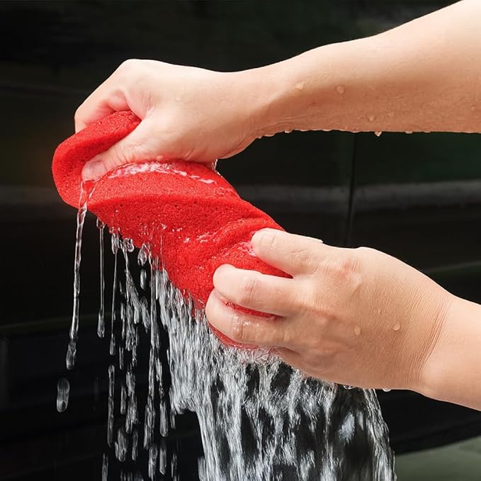 Multi-Purpose Sponges for Cleaning - Red 10 Pack, Large Sponges for Car Washing, Tile & Grout, Bulk Pack Sponge