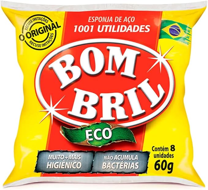 Bombril Stainless Steel Scouring Pads 8 Pads 60g (PACK 2)