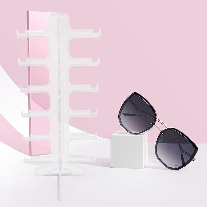 OSALADI Multi-Layer Eyeglasses Holder Stand Sunglass Display Rack 6-Tier Plastic Eyewear Organizer for Home and Desktop Storage
