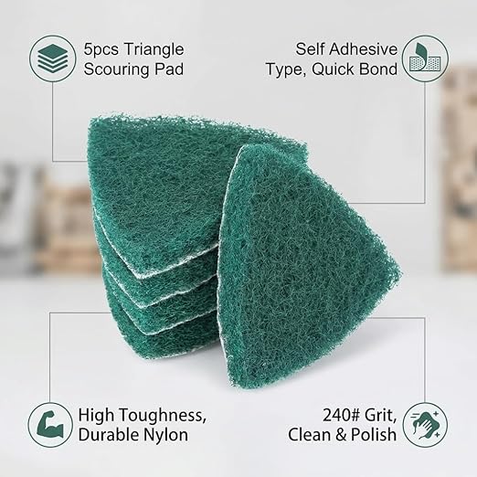 Fafeicy 5pcs Triangle Scouring Pad, Polishing Pad Self Adhesive Plate Grinding Machine Accessories, Industrial Cleaning Cloth