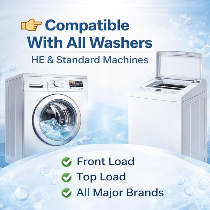 Washing Machine Cleaner Descaler Tablets 24 Pack – Deep Cleaning for HE Front Load and Top Load Washers – Septic Safe Eco Friendly Deodorizer for Drum and Tub Seal