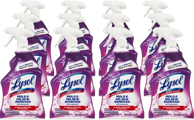 Lysol Mildew Remover Spray with Bleach, 32 Ounce (Pack of 12)