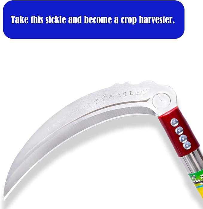 1pce 450mm/17.72in Stainless Steel Billhook Brush Clearing Sickle for Grass,Weeding Tools for Garden,Curved Sawtooth Sickle,Machete Axe for Cutting Trees,Steel Blade Knife in Hand