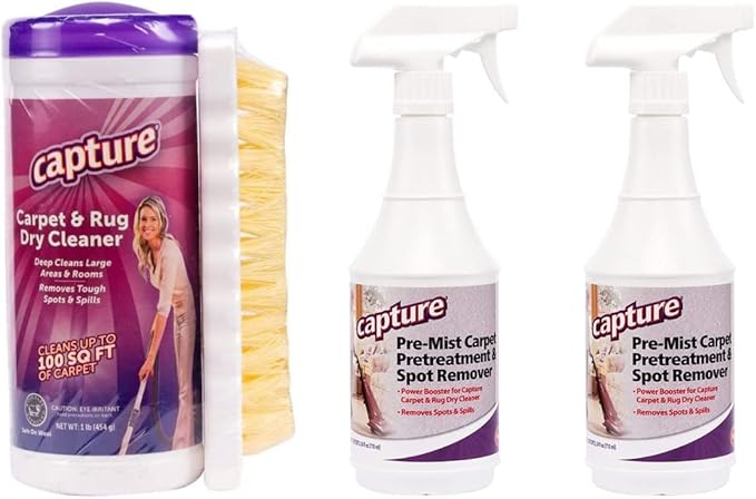 Capture Carpet & Rug Dry Cleaner (1lb) & Pre-Mist Soil Release for Carpet Dry Cleaner, Carpet Cleaning Pre Spray (2 Pack) - Bundle