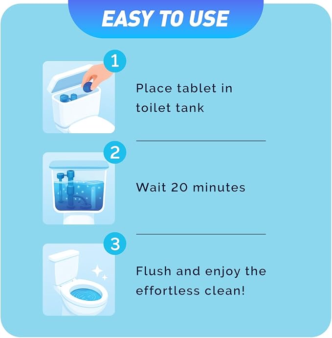 Toilet Bowl Cleaner Tablets 40 Pack, Long-Lasting Drop-in Tank Tablets with Sustained-Release Technology, Fight Tough Stains & Odors, Household & Commercial Use, Compatible with Most Toilets-CleanA