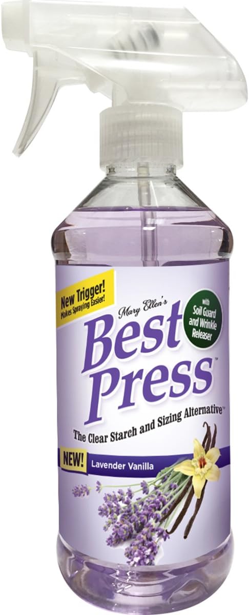 Best Press Clear Starch Alternative Spray – Lavender Vanilla – 16.9 oz – No Flaking or Residue – Fabric Pressing for Quilting & Sewing