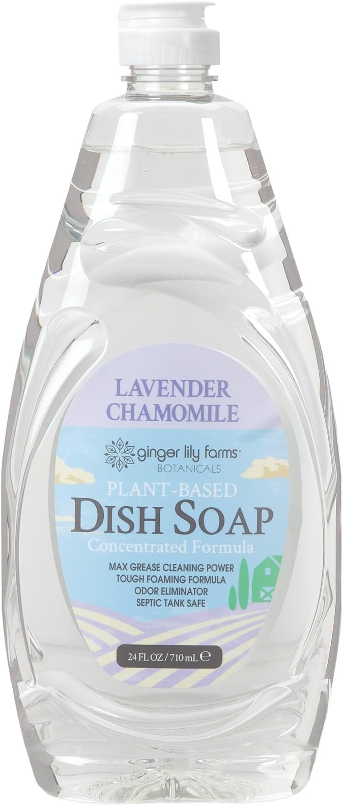 Ginger Lily Farms Botanicals Plant-Based Liquid Dish Soap, Concentrated Formula with Max Grease Cleaning Power, Cruelty-Free, Lavender Chamomile Scent, 24 Fl Oz (Pack of 8)