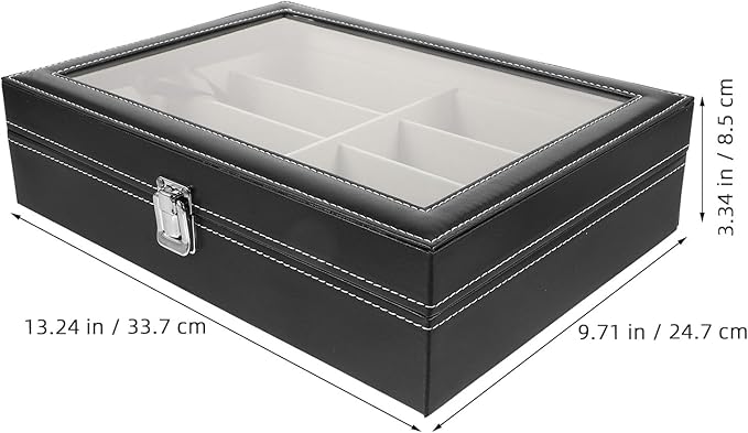 8-Slot Sunglasses Organizer Storage Box with Soft Gray Interior, Hard Eyeglass Display Case for Home and Travel Eyewear Storage