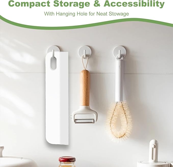 Kitchen Sink Squeegee Samll Silicone Scraper Brush Tool for Countertop Glass Shower Doors Mirrors Bathroom Walls Car Windshield Tiny Windows Compact Soft Clear Tile Window Squeegees 8.6in