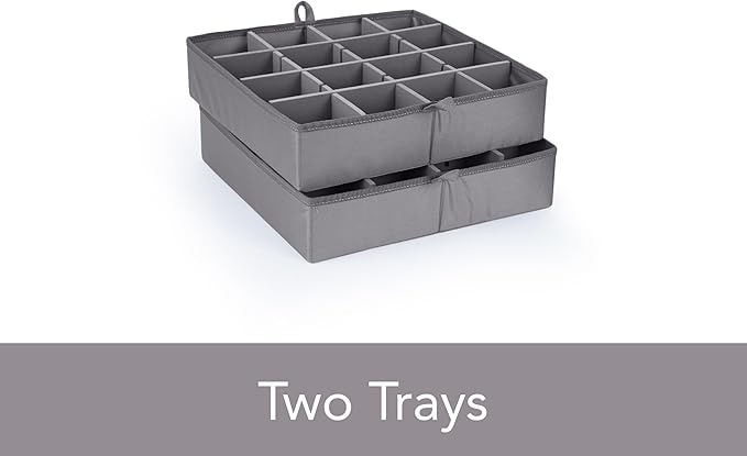 Covermates Keepsakes - Adjustable Zip-Top Storage Box - Configurable FlexGrid Compartments - Heavy Duty Polyester- Reinforced Handles - Stackable Design - Indoor Storage, Brown Heather