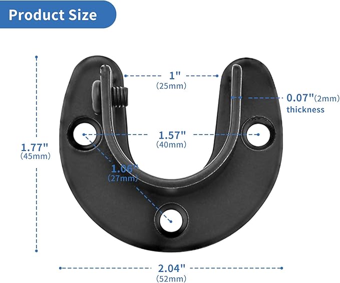 Rise Age Stainless Steel Closet Rod Brackets, 1 Inch Diameter Support 2 Pcs, Heavy Duty Curtain Rod Holder, Black End Support With Screws