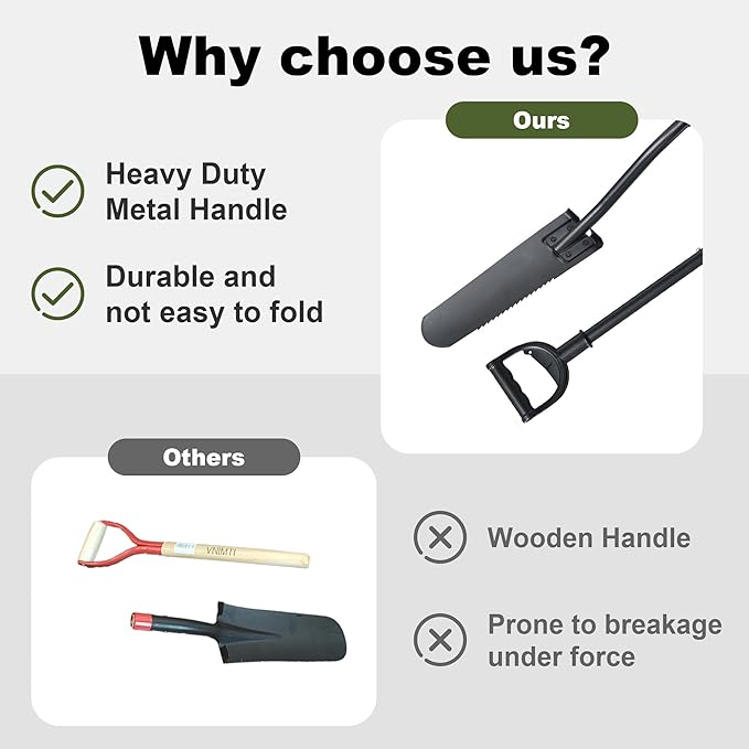 Spade Shovel, 45" Trench Shovel with 14.5" Long Narrow Spade for Digging, Trenching, Planting, Gardening, Heavy Duty with Serrations