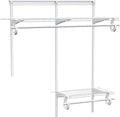 PROWORX 2-4 Ft. Expandable Closet Organizer System Kit, White Custom Metal Wire Shelving, Organization and Storage Shelves Wall Mounted with Hanging Rods