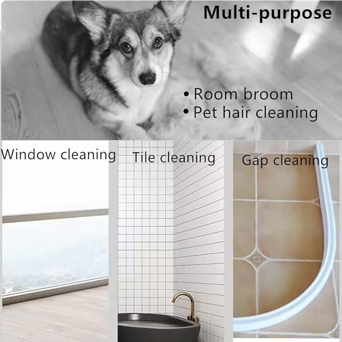 5-in-1 Foldable Cleaning Kit – All-in-One Broom, Dustpan, Pet Hair Roller, Squeegee & Wire Brush | Space-Saving, Ergonomic & Durable