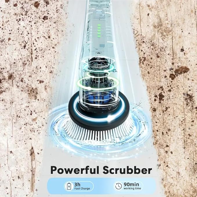 Electric Spin Scrubber,Cordless Cleaning Brush,Shower Cleaning Brush with 8 Replaceable Brush Heads, Power Scrubber 5 Adjustable Speeds for Floor Bathroom Shower Bathtub Glass Car