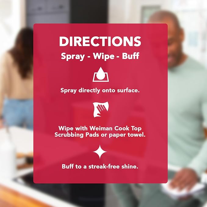 Weiman 2-Pack Cooktop Cleaning Spray & Microfiber Cloth – Cooktop & Oven Cleaner for Streak & Residue Free - Non-Abrasive Degreaser Safe for Glass & Ceramic
