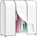 Zilink 60'' Garment Rack Cover Dustproof Clothes Rack Cover Breathable Garment Bags Protector Wardrobe Cover with 2 Durable Zippers for Garment Rack, White (Rack Not Included)
