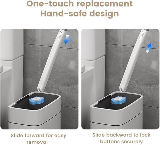 Disposable Toilet Brush Cleaning System with 24pcs Refill Pad Replacement Heads, Toilet Cleaning Stick, Wall-Mounted Toilet Wand Kit for Bathroom Maintenance, Toilet Brush with Holder