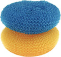 LOLA Jumbo 4" Plastic Mesh Scouring Pads, 2 Pack, Non-Scratch, Great for Pots, Dishwashing, Sinks, Appliances, Assorted Colors