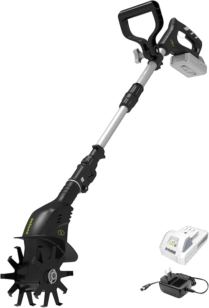 Sun Joe Cordless Garden Claw Tiller & Cultivator with 4-Tine Steel Blades, Battery & Charger, 3.6 Inch, 24V, 150W Motor - Heavy-Duty Tilling Machine for Lawn, Yard, and Gardening Care, 24V-CTLR-LTE
