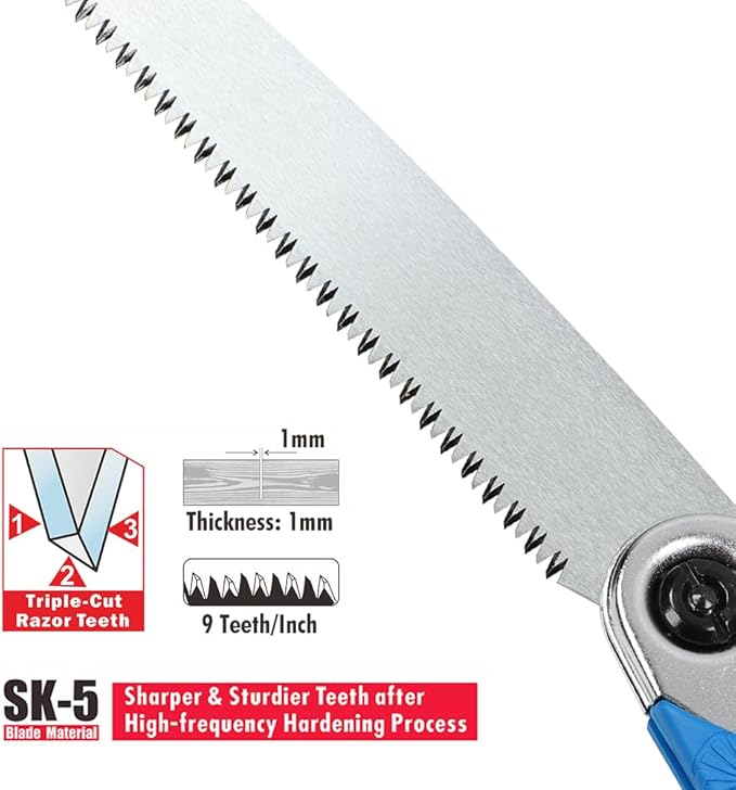Toolux 8.27 Inch Folding Saw, SK-5 Steel Pocket Hand Saws for Wood, Hunting and Camping, Pruning Saw for Cutting Branches and Tree Limbs on Backpacking & Bushcraft Trips, With Carry Case