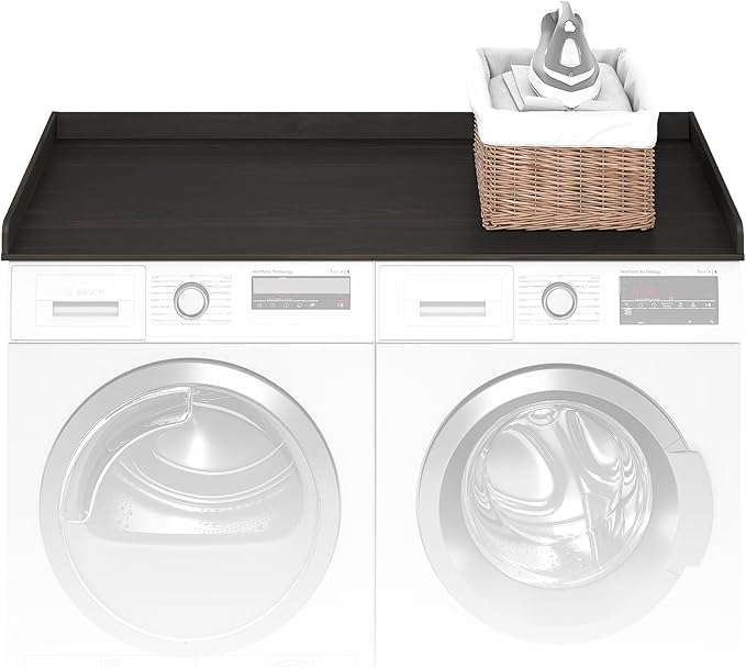 Furinno RAVEL Washer Dryer Countertop, Washer and Dryer Topper, with Edge Rails, Anti Slip Pads, 27.5 D x 54 W, for Laundry Room Organization and Storage, Espresso