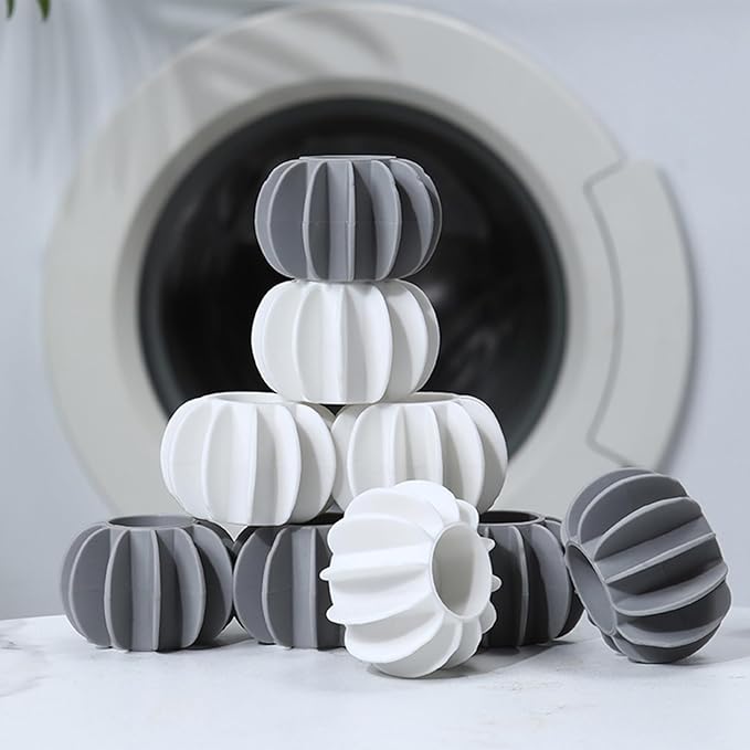 10Pcs Reusable Laundry Balls Scrubbing Balls Gray White Silicone Dryer Balls Washing Machine Ball Fabric Softener Alternative for Clothes Deep Cleaning Anti-Winding