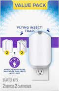 Indoor Flying Insect Trap, Plug-in Bug Catcher with UV Light, 2 Devices and 2 Cartridges