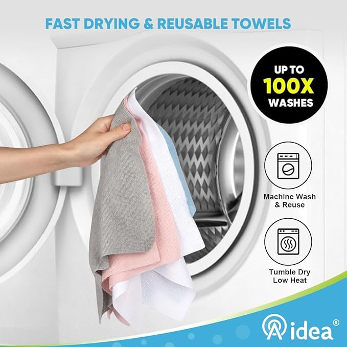 AIDEA Microfiber Cleaning Cloth Roll, Shop Towels 55 Sheets, Grey Microfiber Towels for Cars, Washable Shop Rags Reusable Paper Towel for Automotive, Workshop, House, Kitchen, Cleaning Supplies11×9"