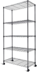 Whitmor 5-Tier Heavy Duty Shelving Unit, Metal Adjustable Storage Shelves, 2000 lbs Capacity for Pantry, Kitchen, Closet, Laundry, 29.6" L x 13.7" W x 59.4" H, Black