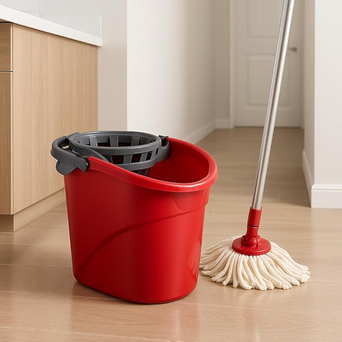 2.5 Gallon Mop Bucket with Built-in Wringer Red Cleaning Bucket for Floor Care Home Use Workspaces Janitorial Tasks and Household Cleaning Needs