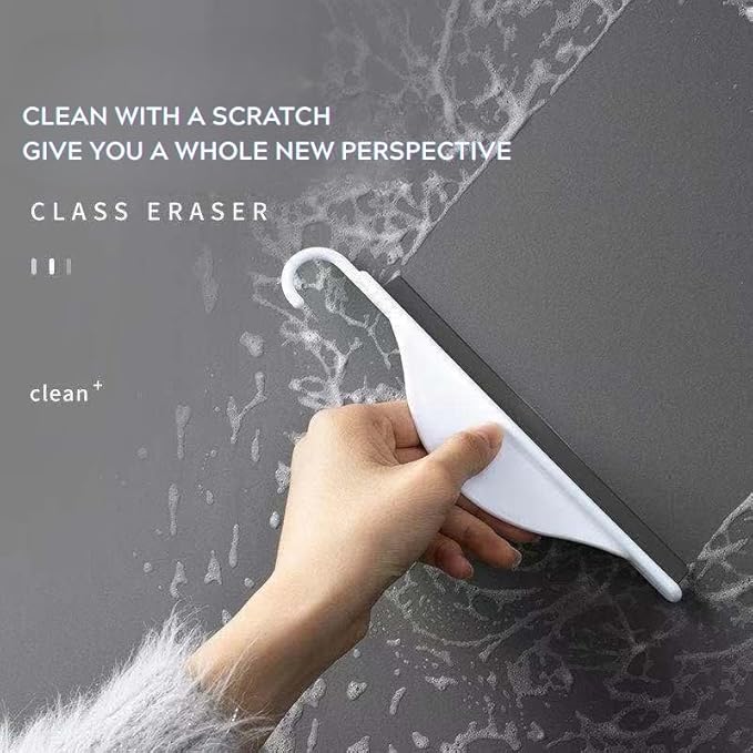 Mini Squeegee Set with Hooks, 2 Pack Silicone Water Wiper for Shower Glass, Bathroom Countertop & Sink Cleaning Tool, Compact Handheld Scraper for Kitchen, Mirror, Window (White)