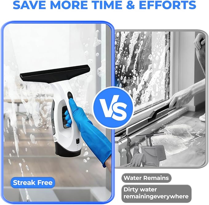 Plubedo Window Vacuum Squeegee Cordless Electric Window Cleaner Tool 11 inches Window Cleaning Kit Shower Squeegee for Shower Doors, Mirrors, Car Windshields and Tiles