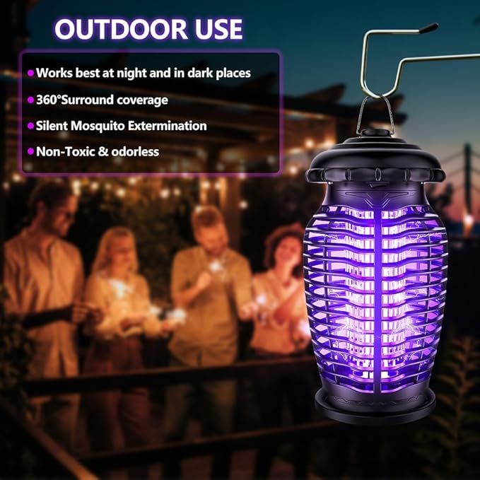 Bug Zapper Indoor & Outdoor, 4200V Mosquito Zapper, 15W Fly Zapper, Mosquito Killer, Fly Traps, Flying Insects Zapper Indoor Outdoor