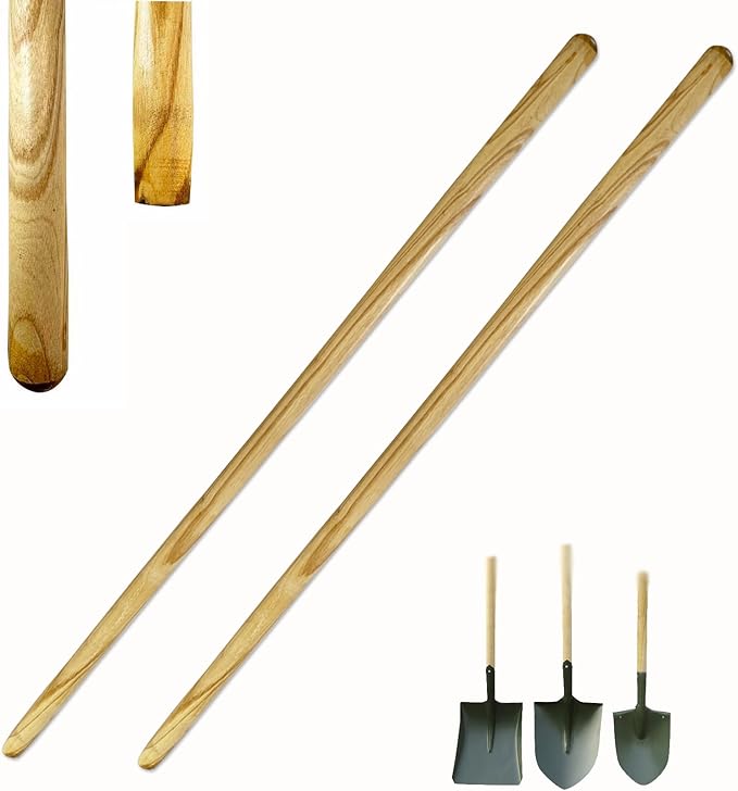 2 PCS 46.5in Wooden Shovel Handle Replacement for Snow Shovel Garden Rake Long Handle Shovels Garden Tool