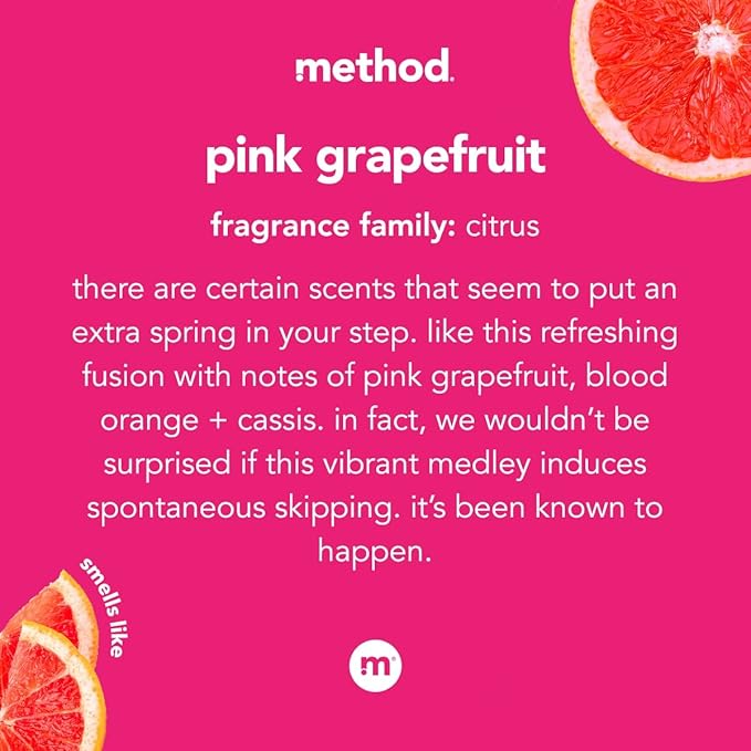 Method All-Purpose Cleaner Refill, Pink Grapefruit, Plant-Based and Biodegradable Formula Perfect for Most Counters, Tiles and More, 68 Fl Oz, (Pack of 2)