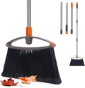 Soft Bristle Broom, Heavy Duty Broom with Collapsible Handle, Ideal for Indoor Outdoor Hardwood Floors Kitchen Salon Camping Cat Pets Hair Home Room Office, Sturdy and Durable, Gray