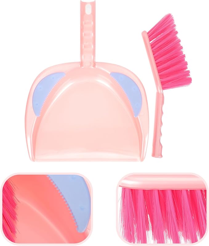 PRETYZOOM Mini Broom and Dustpan Set, Portable Red Hand Broom with Dustpan for Pet Hair and Desktop Cleaning, Compact Household Cleaning Accessory for Home and Office Use