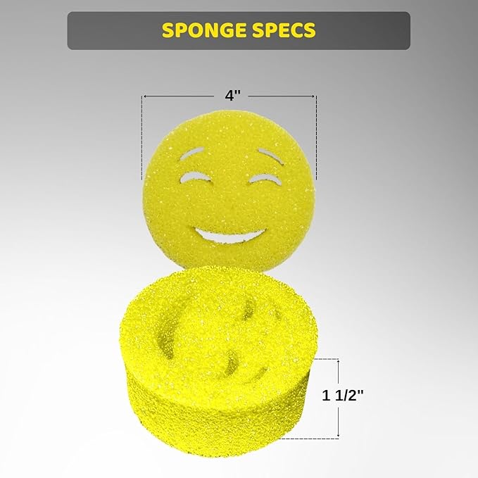 Smilyeez Smile Head for Scotch Brite Dishwand with Yellow Scrub Moji Sponges