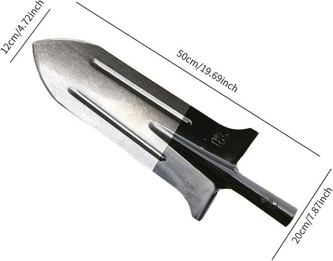 Digging Spade Replacement Head 19.69x7.87 inch Multipurpose Sturdy Handle Hole 3.5cm Gardening Tools for Planting Farming