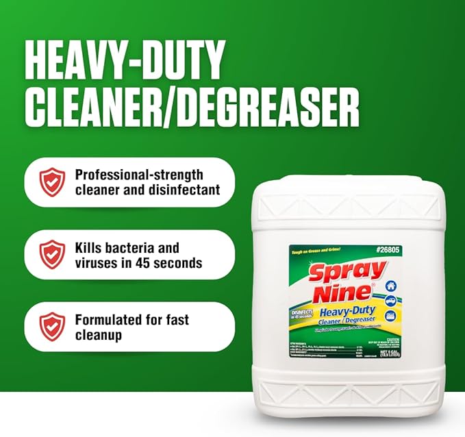 Spray Nine 26805 Heavy Duty Cleaner, Degreaser & Disinfectant for Home, Yard Equipment, Automotive & More - Refill for Spray Bottle 5 Gallon Pail (Pack of 1)