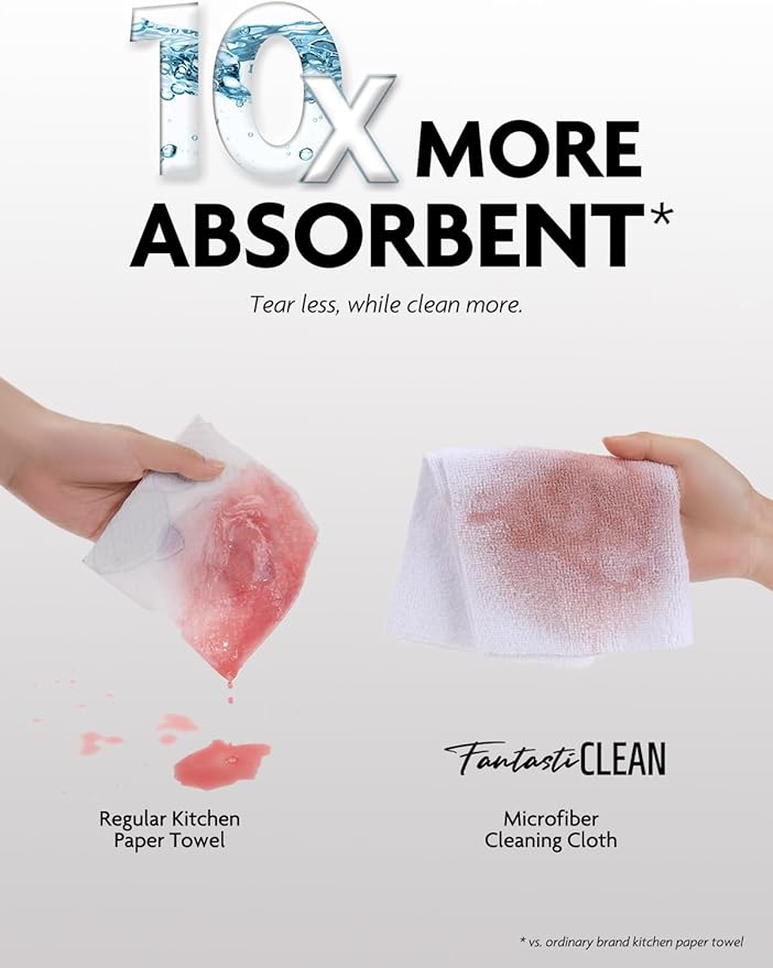 Fantasticlean Microfiber Cleaning Cloth Roll -675 Pack, Tear Away Microfiber Towels, 12" x 12", Reusable, Washable, Ultra Absorbent Dishcloth for All-Around Cleaning Supplies (9 Rolls of Pink)